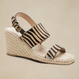 Zebra Print Haircalf Leather Espadrilles Wedges — Banana Republic